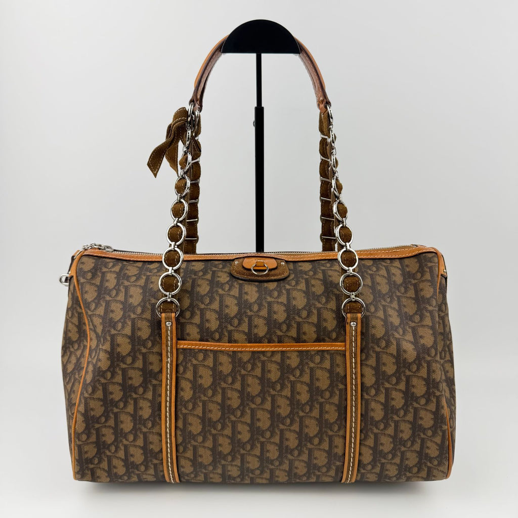 Dior Trotter Chain Shoulder Bag Leather Brown Vintage — view 2