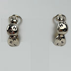 Chanel CC Logo Earrings 925 Sterling Silver Vintage
