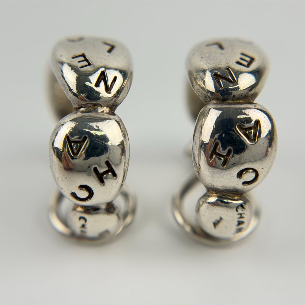 Chanel CC Logo Earrings 925 Sterling Silver Vintage — view 4