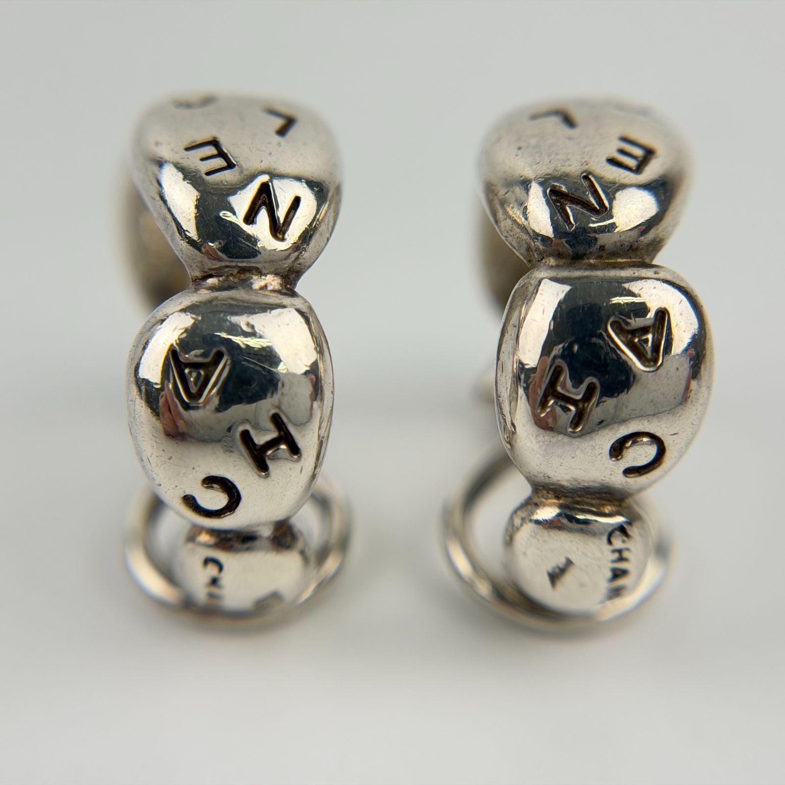 Chanel CC Logo Earrings 925 Sterling Silver Vintage — view 4