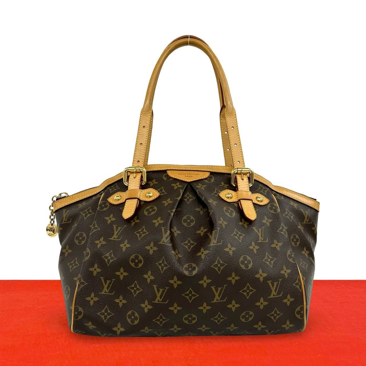 Louis Vuitton Tivoli GM Monogram Logo Pattern Leather Tote Brown