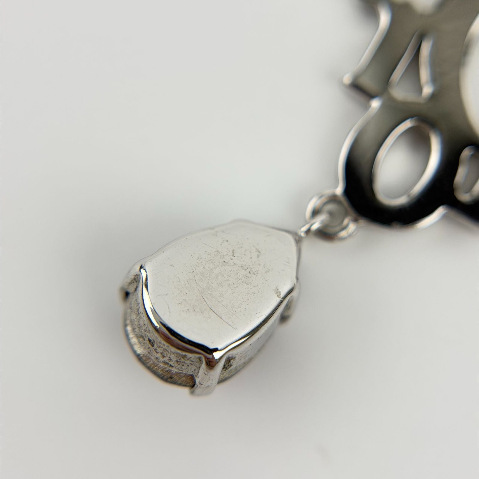 Dior Logo Necklace Plated Rhinestone Silver Pink Vintage — view 5