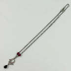 Dior Logo Necklace Plated Rhinestone Silver Pink Vintage — view 2