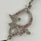 Dior Logo Necklace Plated Rhinestone Silver Pink Vintage — view 8