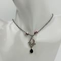 Dior Logo Necklace Plated Rhinestone Silver Pink Vintage