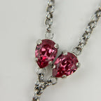 Dior Logo Necklace Plated Rhinestone Silver Pink Vintage — view 9