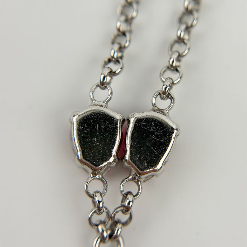 Dior Logo Necklace Plated Rhinestone Silver Pink Vintage — view 6