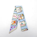 Hermes Twilly Scarf Story Silk 100% Blue Pink