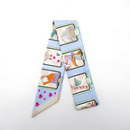Hermes Twilly Scarf Story Silk 100% Blue Pink