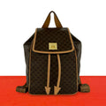 Celine Macadam Blason Triomphe Logo Pattern Ring Leather Backpack Brown