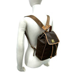 Celine Macadam Blason Triomphe Logo Pattern Ring Leather Backpack Brown — view 2