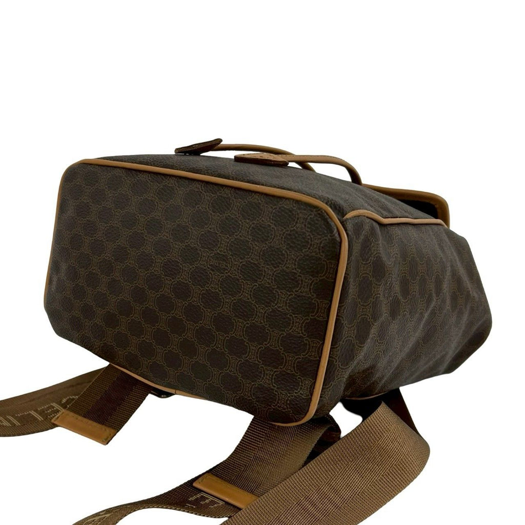 Celine Macadam Blason Triomphe Logo Pattern Ring Leather Backpack Brown — view 6