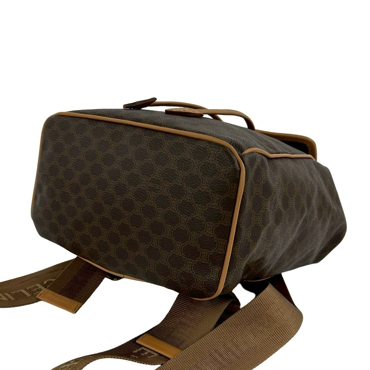 Celine Macadam Blason Triomphe Logo Pattern Ring Leather Backpack Brown — view 6