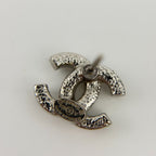 Chanel CC Logo Single Pierced Earrings Plated Rhinestone Silver Vintage — view 6
