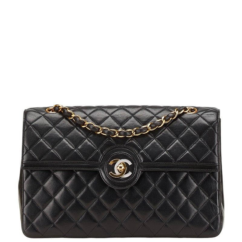 Chanel Quilted CC Logo Limited Edition Chain Shoulder Bag Black Lambskin