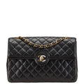Chanel Quilted CC Logo Limited Edition Chain Shoulder Bag Black Lambskin
