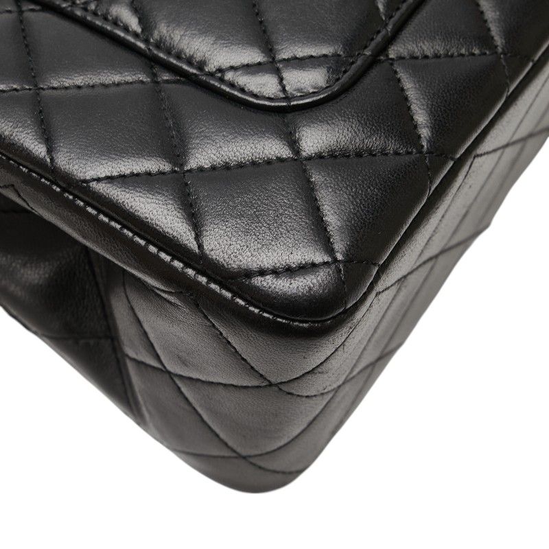 Chanel Quilted CC Logo Limited Edition Chain Shoulder Bag Black Lambskin — view 8
