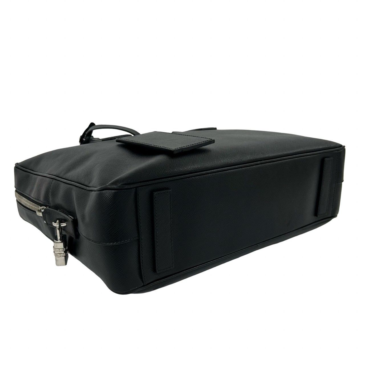 Prada Triangle Logo Plate Saffiano Leather Business Briefcase Black — view 7