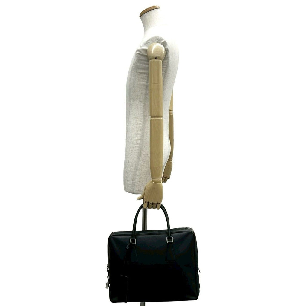 Prada Triangle Logo Plate Saffiano Leather Business Briefcase Black — view 2