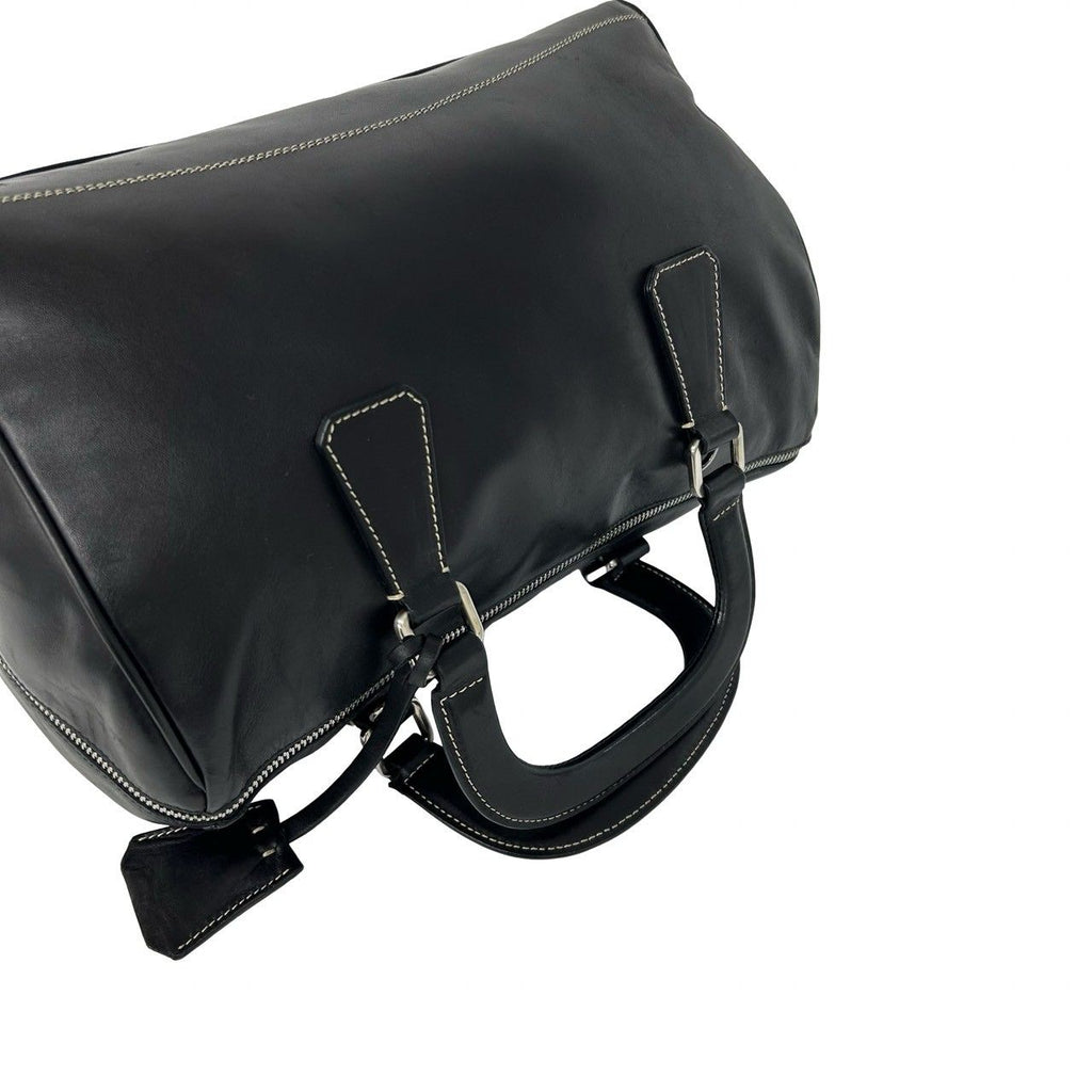 Prada Cadena Key Log Stitch Leather Mini Boston Bag Black — view 4
