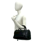 Prada Cadena Key Log Stitch Leather Mini Boston Bag Black — view 2