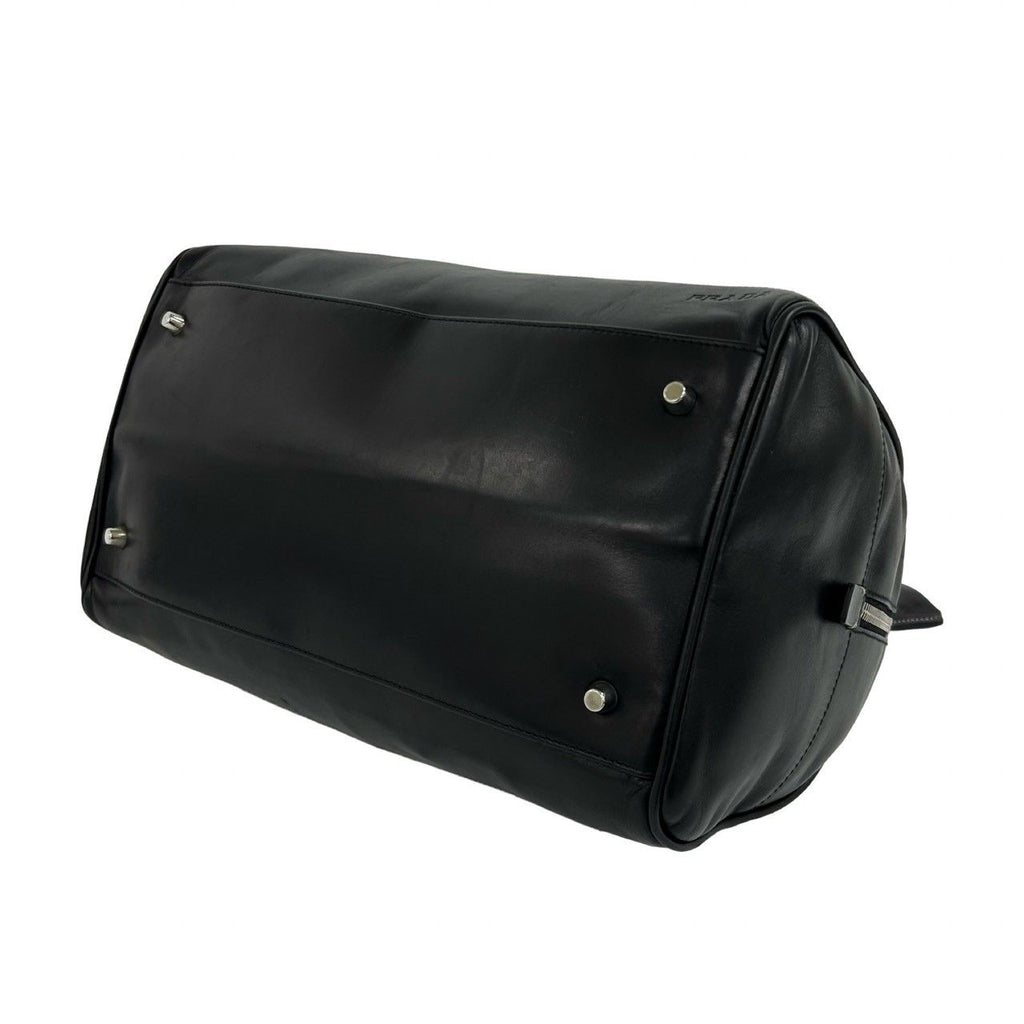Prada Cadena Key Log Stitch Leather Mini Boston Bag Black — view 8