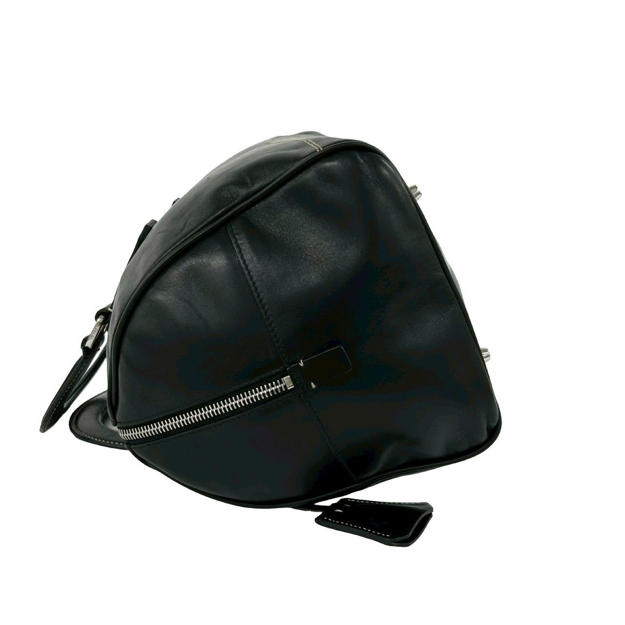 Prada Cadena Key Log Stitch Leather Mini Boston Bag Black — view 5