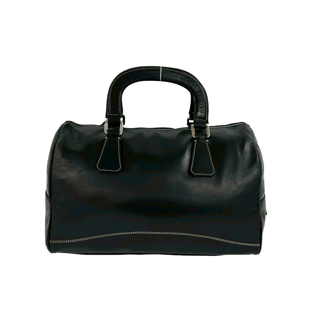 Prada Cadena Key Log Stitch Leather Mini Boston Bag Black — view 3