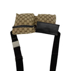 Gucci GG Pattern Canvas Log Leather Belt Bag Waist Pouch Brown — view 4