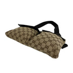Gucci GG Pattern Canvas Log Leather Belt Bag Waist Pouch Brown — view 8