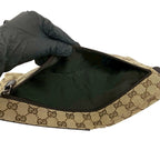 Gucci GG Pattern Canvas Log Leather Belt Bag Waist Pouch Brown — view 9