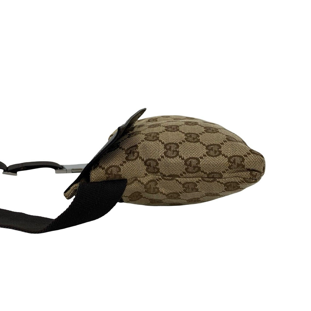 Gucci GG Pattern Canvas Log Leather Belt Bag Waist Pouch Brown — view 5