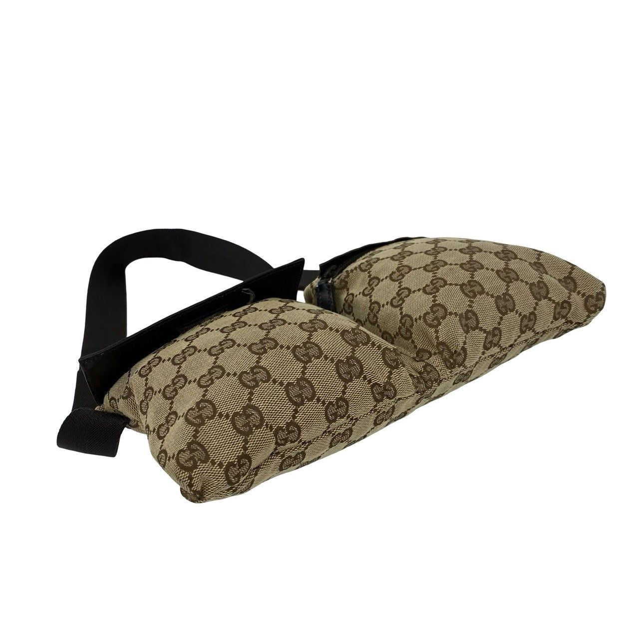 Gucci GG Pattern Canvas Log Leather Belt Bag Waist Pouch Brown — view 7