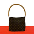 Louis Vuitton Looping MM Monogram Leather Shoulder Bag Tote Brown