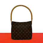 Louis Vuitton Looping MM Monogram Leather Shoulder Bag Tote Brown