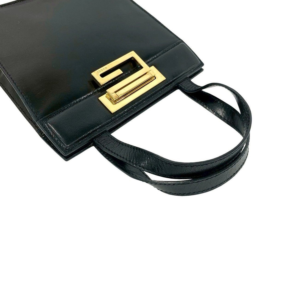 Gucci Vintage Logo Leather Handbag Mini Tote Black — view 4