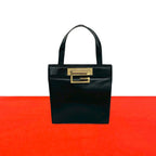 Gucci Vintage Logo Leather Handbag Mini Tote Black