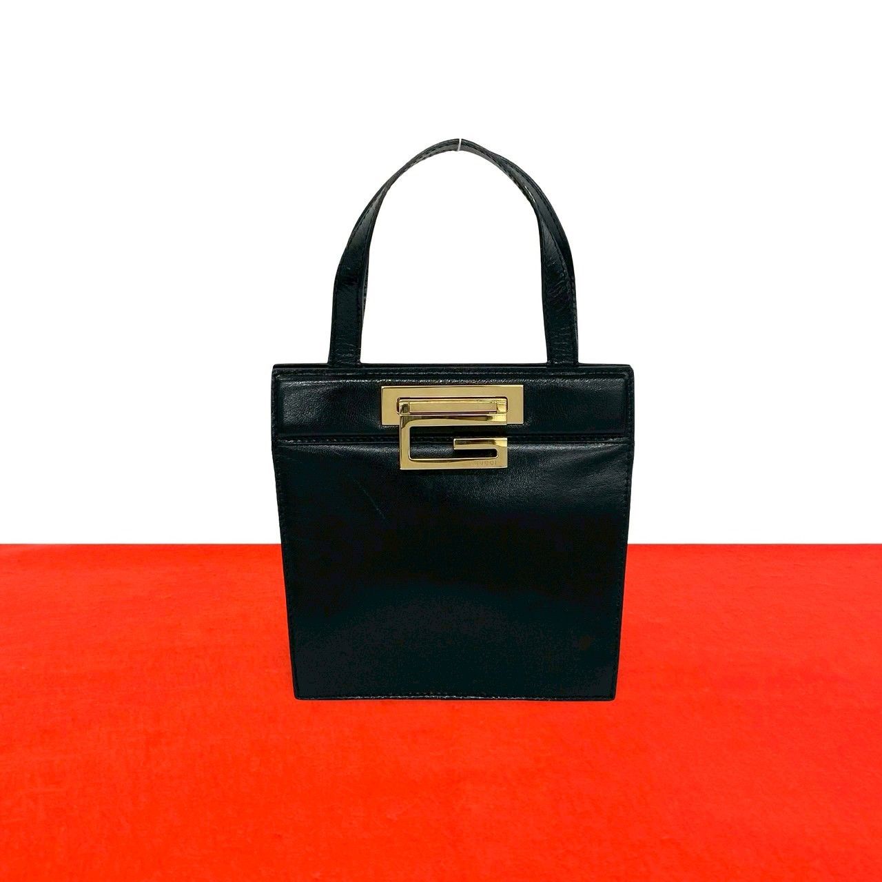 Gucci Vintage Logo Leather Handbag Mini Tote Black