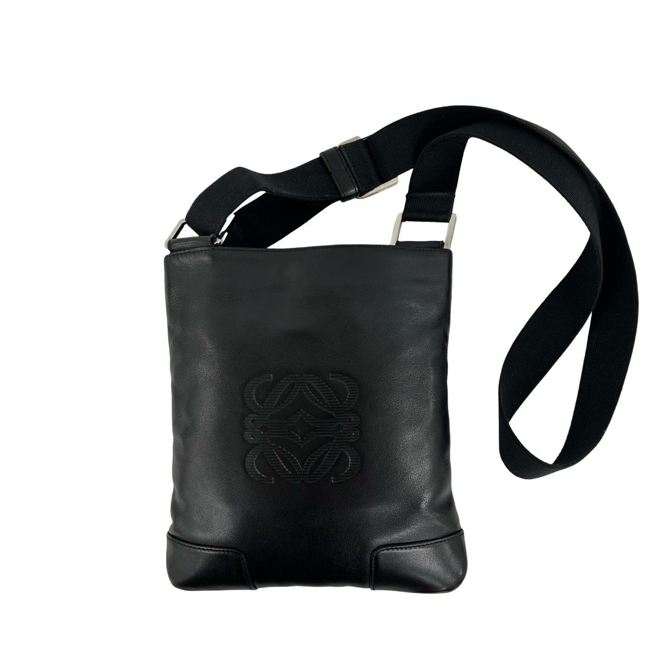 Loewe Anagram Logo Leather Shoulder Bag Pochette Crossbody Black — view 3