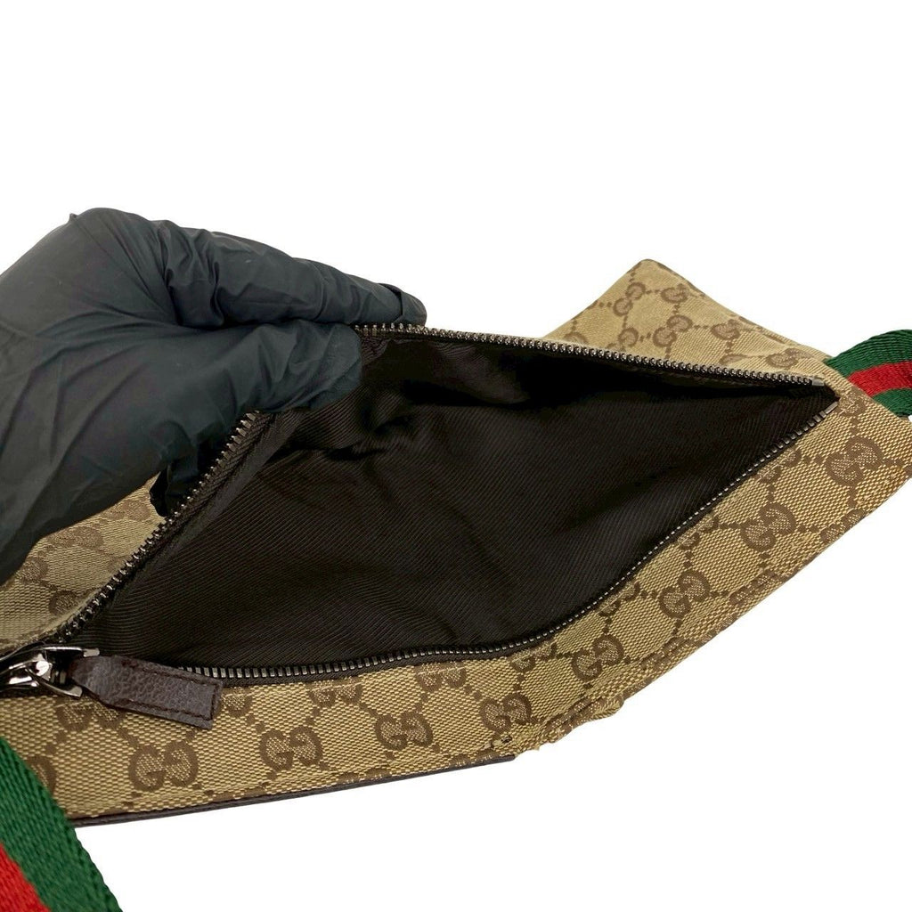 Gucci Sherry Line GG Pattern Canvas Leather Belt Bag Waist Pouch Brown — view 9