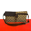 Gucci Sherry Line GG Pattern Canvas Leather Belt Bag Waist Pouch Brown