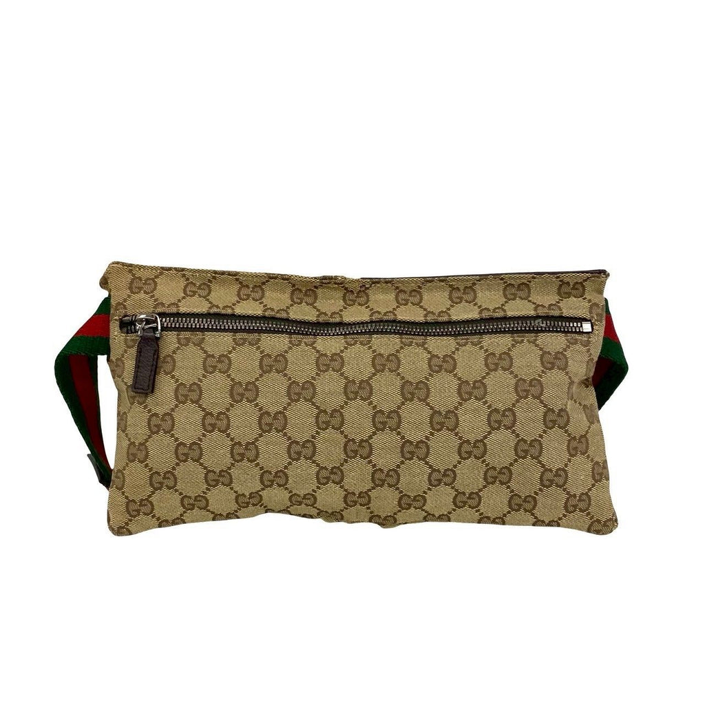 Gucci Sherry Line GG Pattern Canvas Leather Belt Bag Waist Pouch Brown — view 3