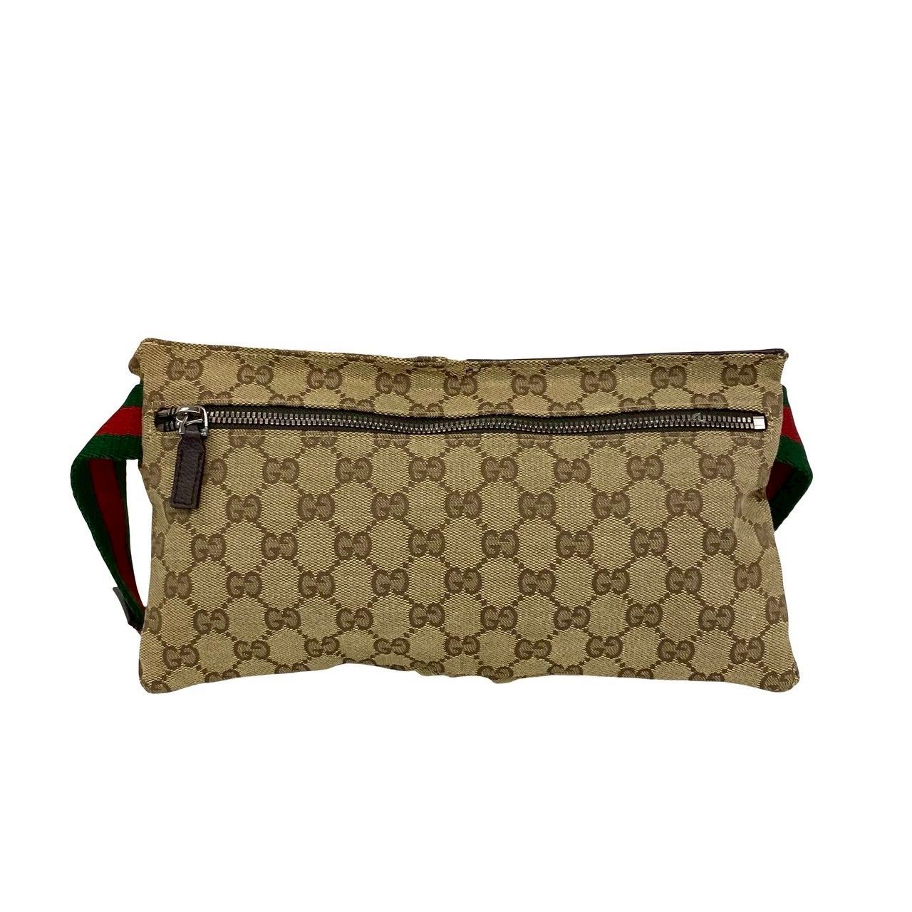Gucci Sherry Line GG Pattern Canvas Leather Belt Bag Waist Pouch Brown — view 3