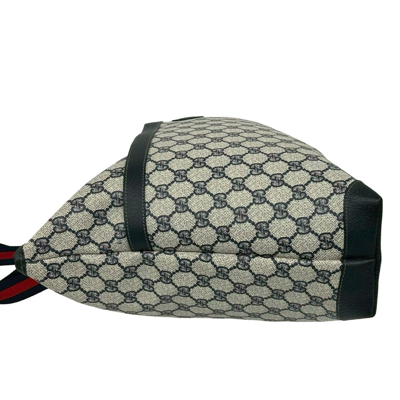 Gucci Vintage Sherry Line GG Logo Pattern Leather Tote Navy — view 5