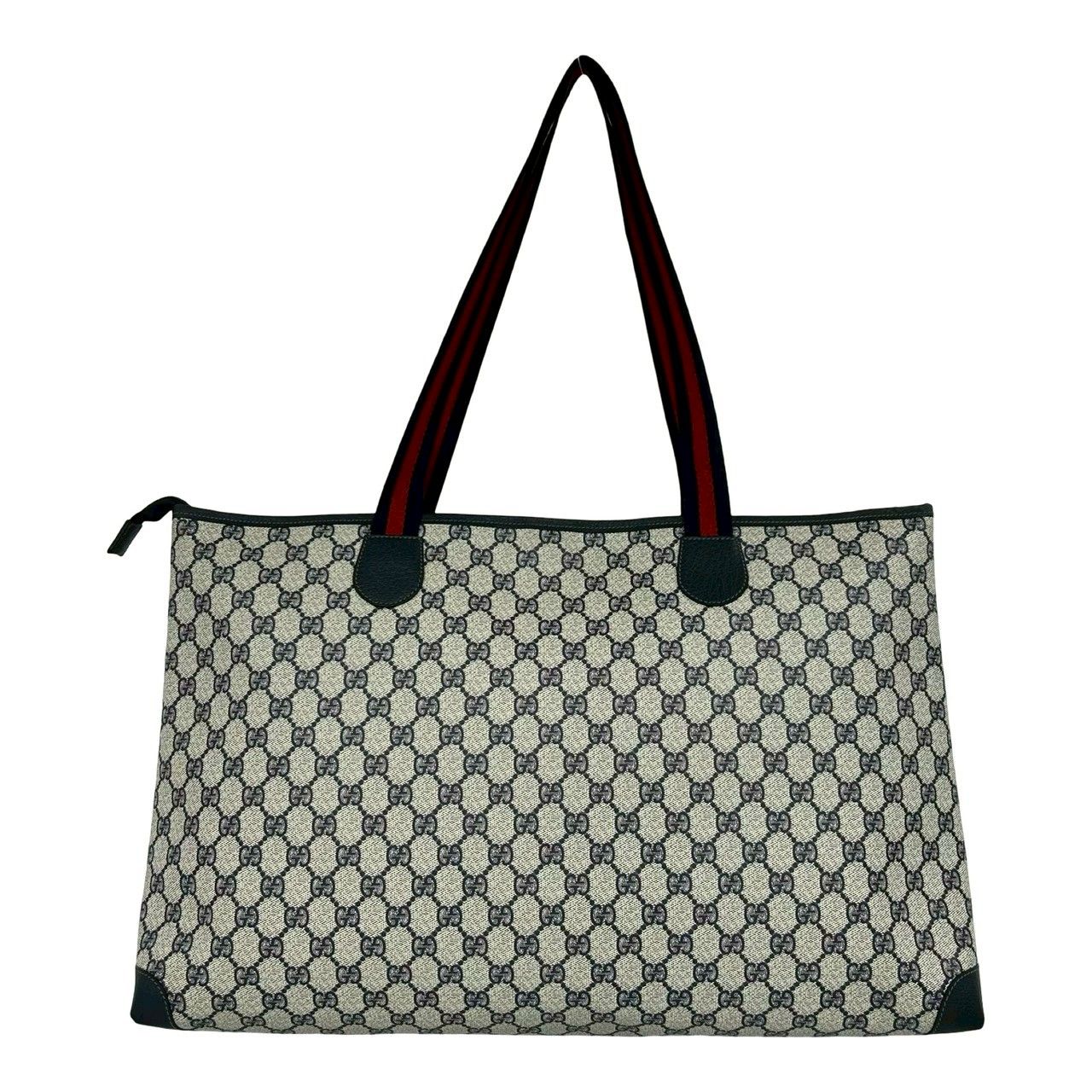 Gucci Vintage Sherry Line GG Logo Pattern Leather Tote Navy — view 3