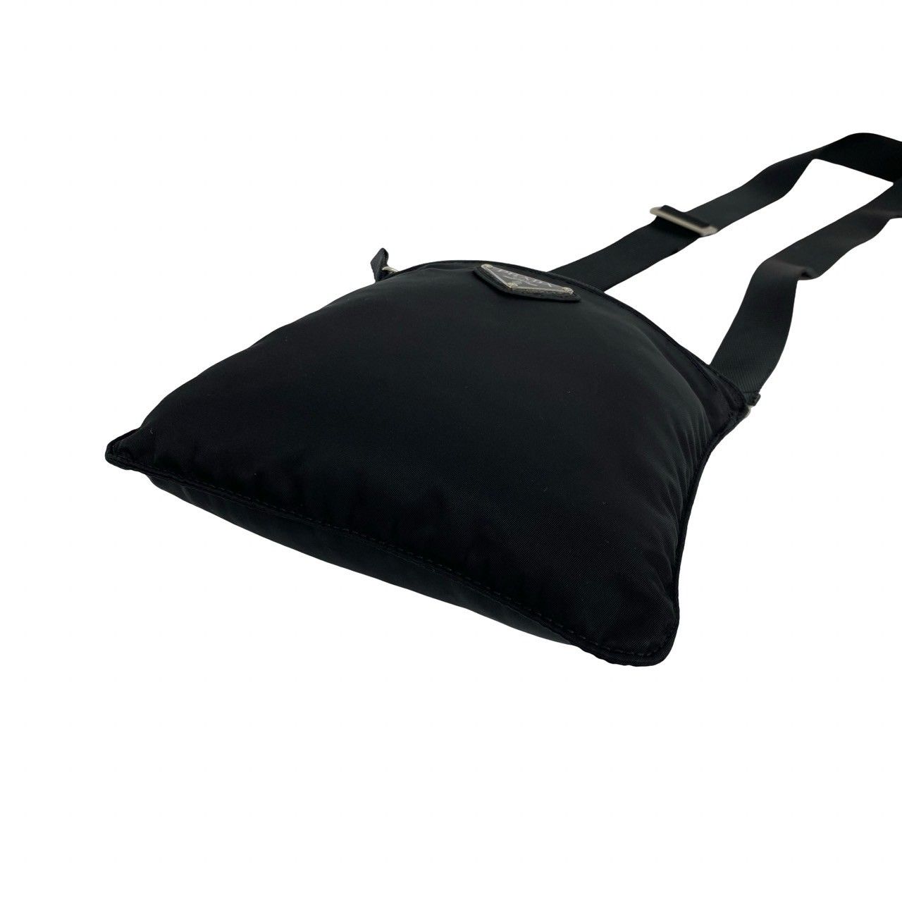 Prada Triangle Logo Plate Tessuto Nylon Mini Shoulder Bag Pochette Black — view 8