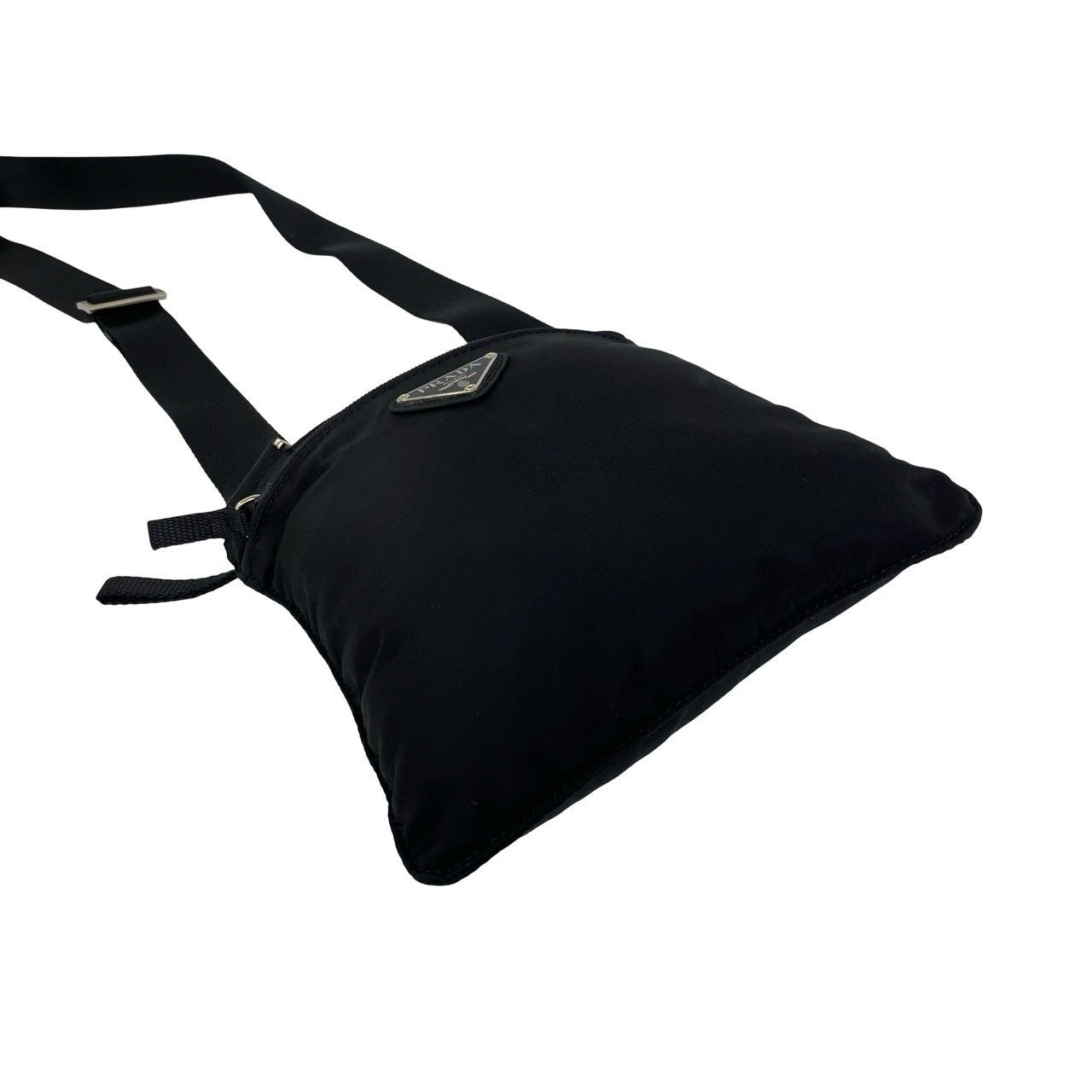 Prada Triangle Logo Plate Tessuto Nylon Mini Shoulder Bag Pochette Black — view 7