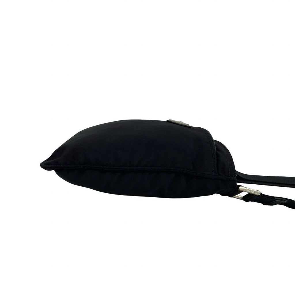 Prada Triangle Logo Plate Tessuto Nylon Mini Shoulder Bag Pochette Black — view 6