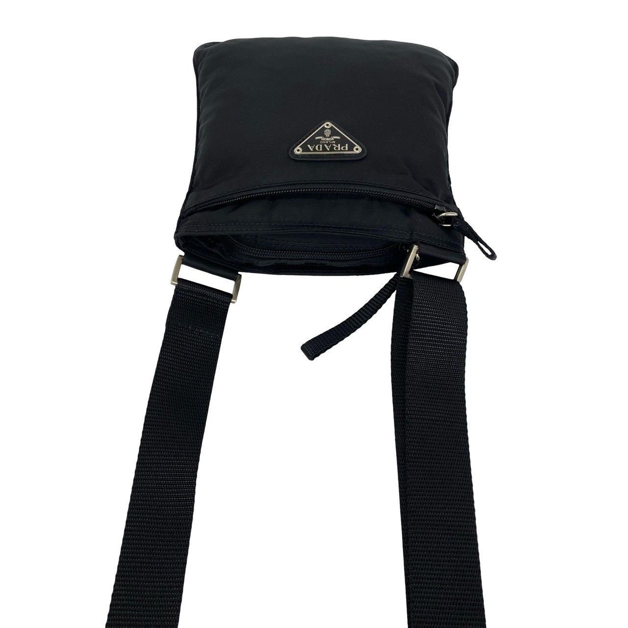 Prada Triangle Logo Plate Tessuto Nylon Mini Shoulder Bag Pochette Black — view 4