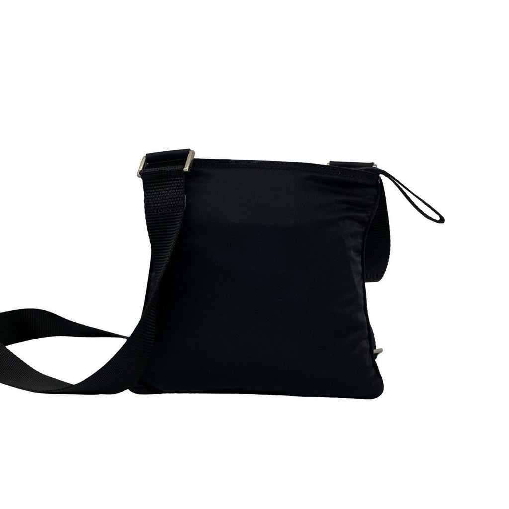 Prada Triangle Logo Plate Tessuto Nylon Mini Shoulder Bag Pochette Black — view 3